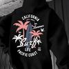 Vintage West Coast Surf Hooded Sweatshirt Men California Palm Tree Graphic Back Print Casual Loose Hoodie