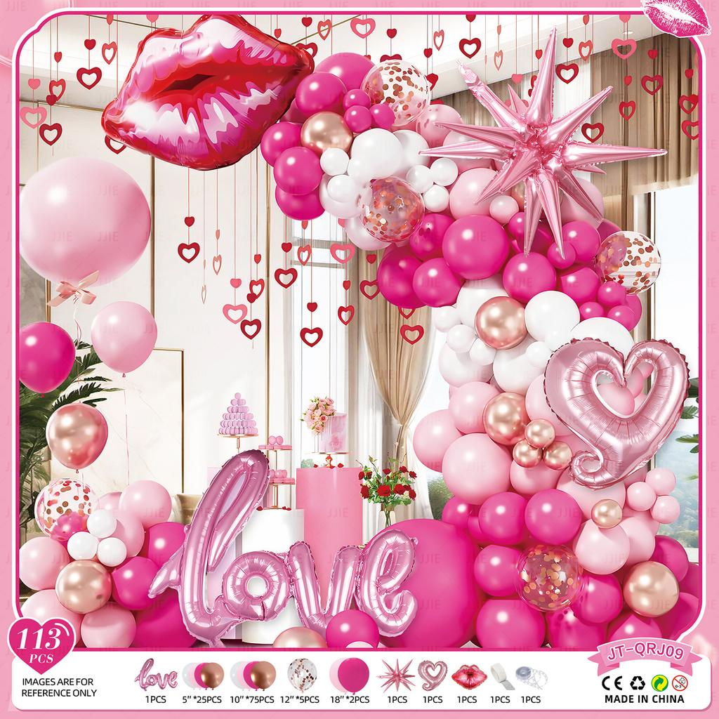 Valentine'S Day Balloon Set Proposal Confession Background Wall Balloon Arch Birthday Party Balloon Decoration Arrangement