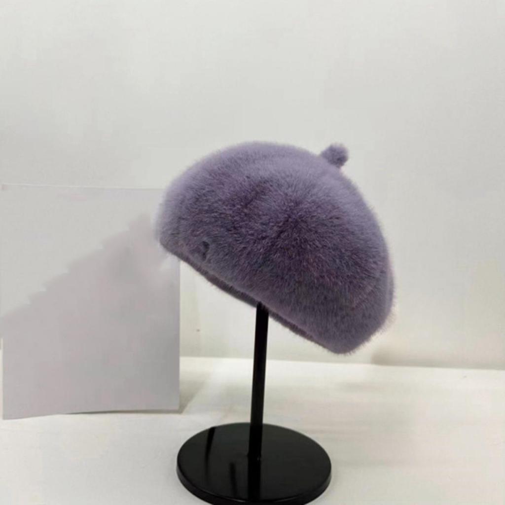 Women Winter Fashion  Imitation Mink Hair Mother Hat Whole Mink Imitation Fur Hat Casual Warm Beret Tide