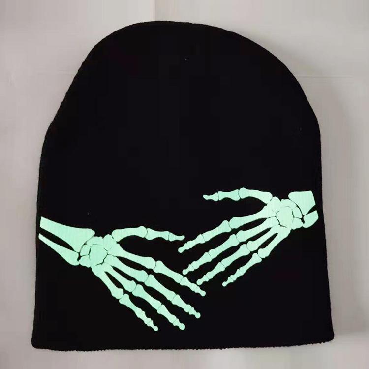 Winter Warm Knitted Hat Versatile Trendy Personality  Funny Hat Halloween Luminous Spider Men's Knitted Hat