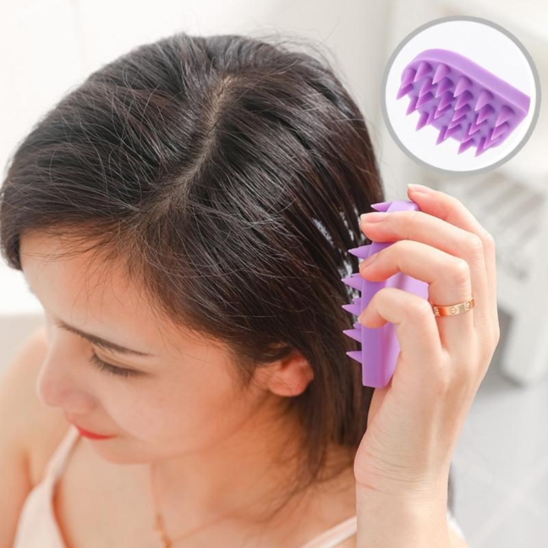 Silicone Shampoo Brush Scalp Massage Brush Wet and Dry Hair Washing Brush Water Droplets Shaped Shampoo Comb for Daily