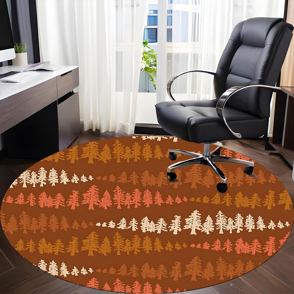 1pc Forest Trees Office Round Area Rug, Indoor Mat Suitable ForOffice, Under Office Chairs Bedroom Living Room Home Decor, D110