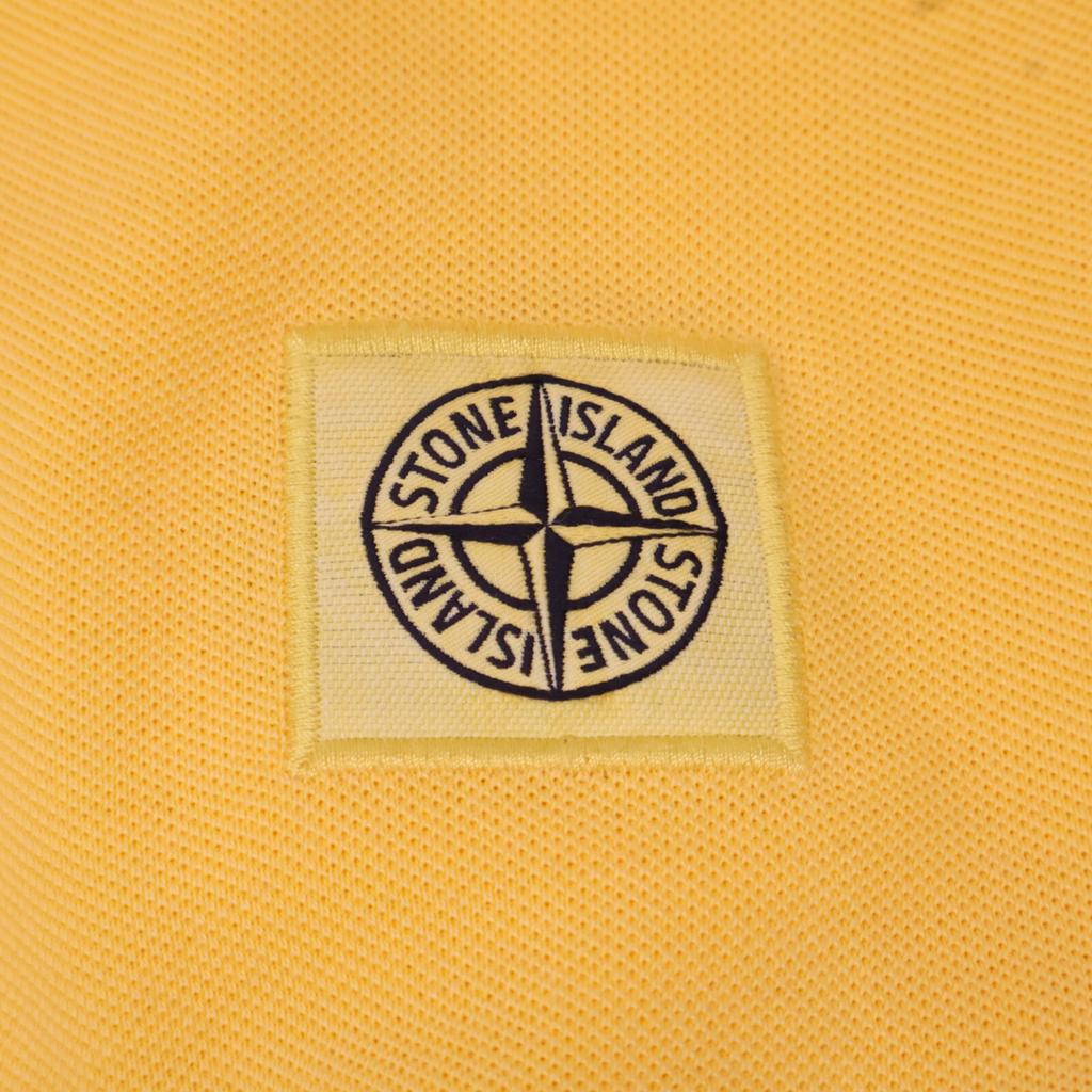STONE ISLAND 661522S67 Yellow Square Embroidered Polo Shirt Tops M yellowUsed