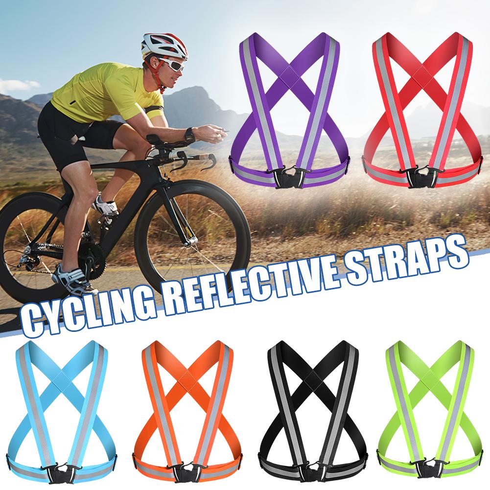Cycling Reflective Strip Safety Vest Adjustable Highly Elastic Electric Scooter Reflective Vest For Running Jogging Fishing Set