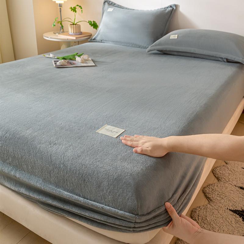 High-quality Soft Velvet Fitted Sheet with Elastic Bands Non Slip Adjustable Mattress Covers for Single Double King Queen Bed 160x200cm