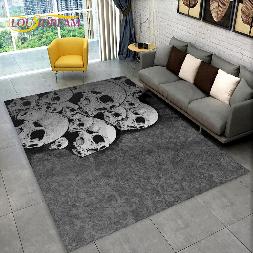 Dywan z motywem czaszki gotycki czarownicy, dywanik do salonu, sypialni, sofy, pokoju zabaw, wycieraczka, dekoracja, antypoślizgowa mata podłogowa