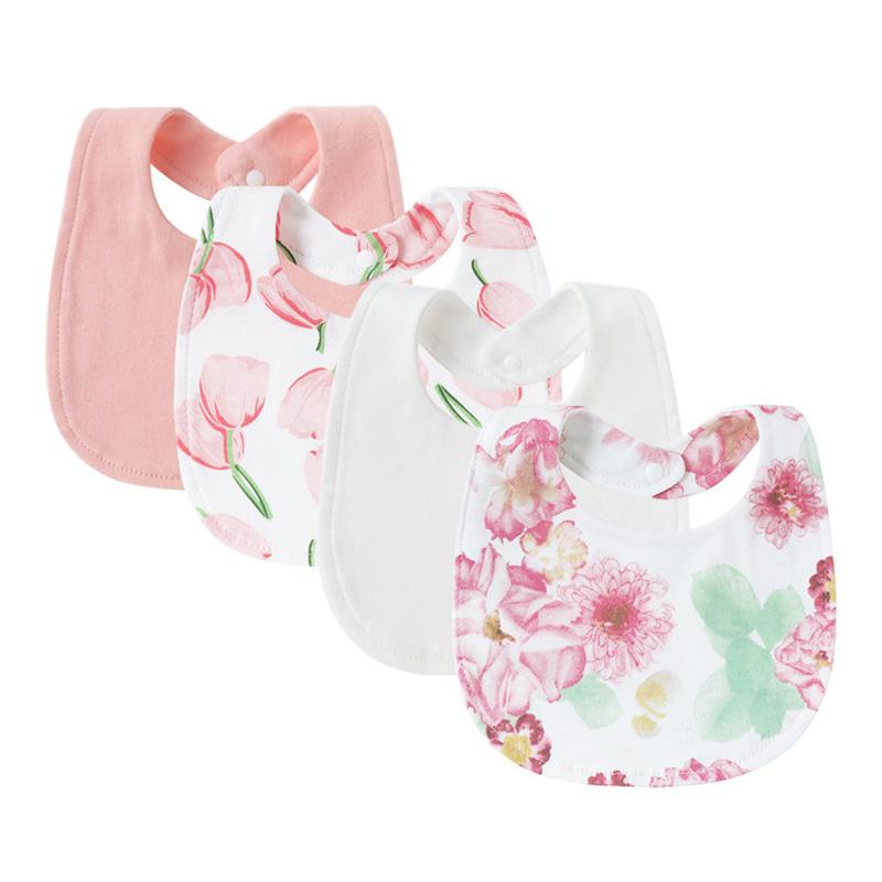 4Pcs Newborn Bibs Set 100% Cotton Baby Saliva Towels for Girls Boys Infant Accessories Toddler Apron Kids Bib Burp Cloths