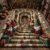 VIKAMA 3D Weihnachtsgnom Höhle Bereichsteppich Rutschfest Weich Waschbar Feiertagsteppich Für Wohnzimmer Schlafzimmer Weihnachten Heimdekoration