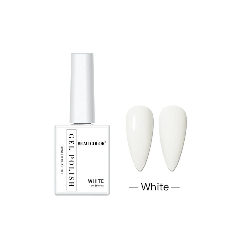 BEAU COLOR 1pcs Black White Red Solid Pure Color Nail Gel Polish for Nail Art Salon Painting Design and Home Manicure DIY