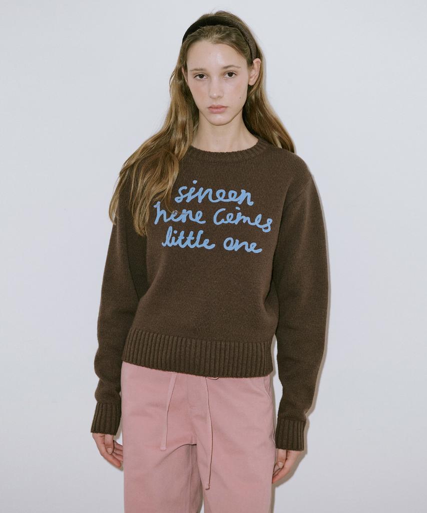 SINOON Lettering Pullover Knit (Deep Brown)