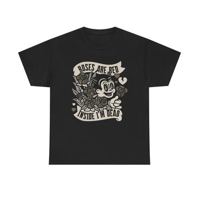 Rosen sind rot Ich bin innerlich tot Kunst Grafik T-Shirt Unisex Schweres Baumwoll-Tee NEU