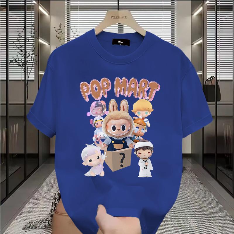 

Cartoon Pop Mart Labbubu Loose Short-sleeved T-shirt Round Neck Top Unisex XL