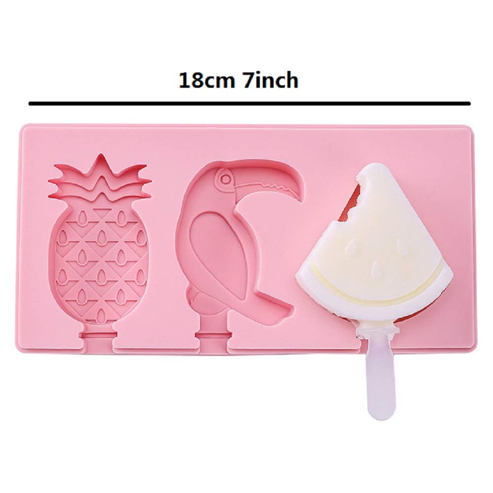 Silikon-Eis am Stiel Form Spezialzubehör Wiederverwendbar Lebensmittelqualität Silikon Obst-Eis Pop Formen mit 50 Holzstäbchen