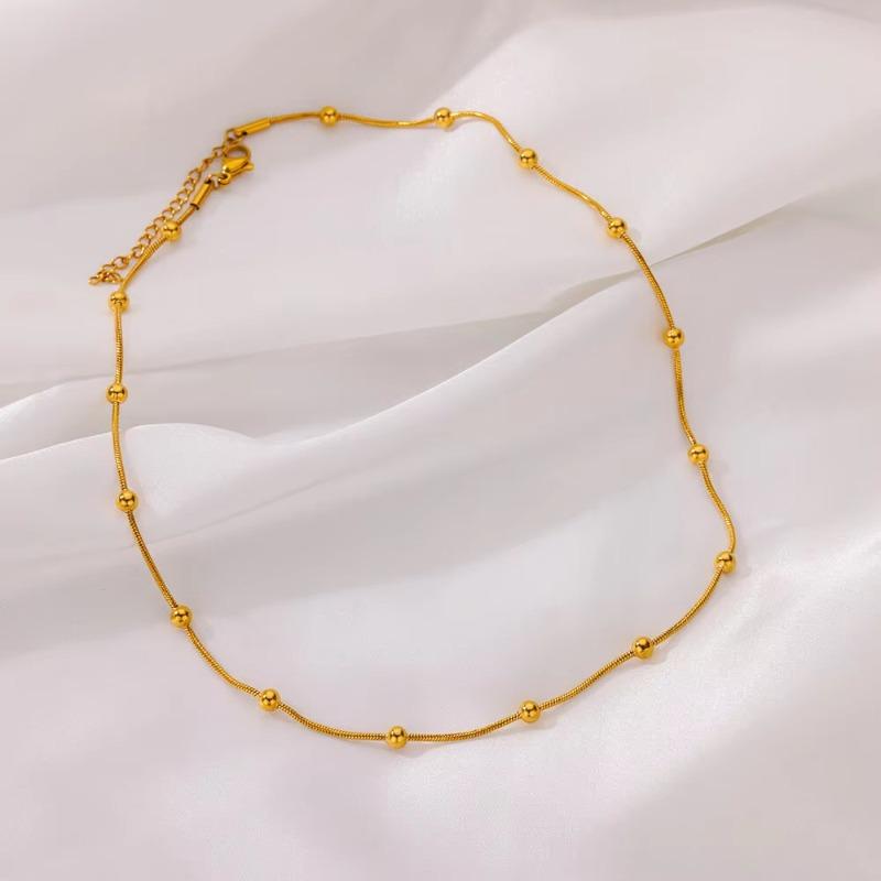 Simple round bead snake bone chain necklace female collarbone chain titanium steel color-preserving jewelry hot-selling