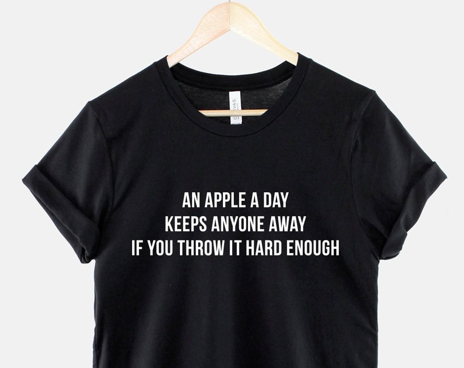Anti-Social T-Shirt Leave Me Alone Graphic Tee, Apple Illustration (Unisex XS-2XL, Ring Spun Cotton) 3XL