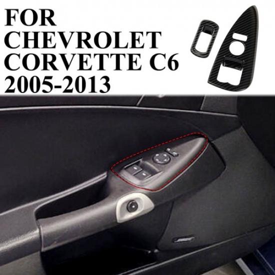 Carbon Fiber Style Window Lift Switch Panel Cover Trim For Chevrolet Corvette C6