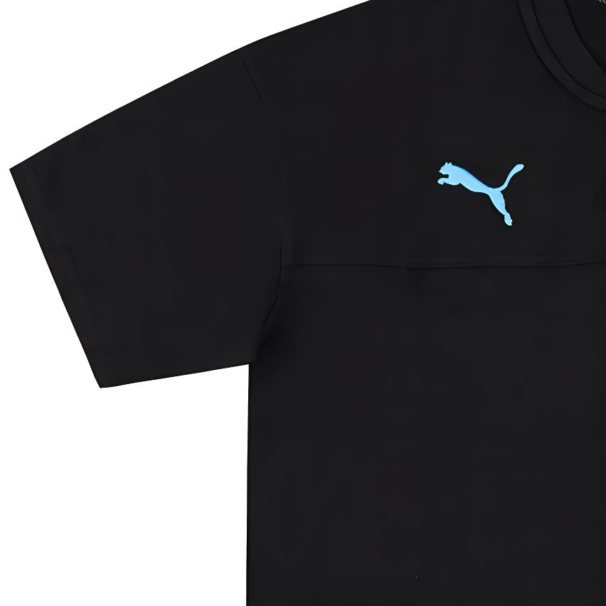 Puma Printed Badge Logo Straight Cut Short Sleeve Football Shirt 2019-20 Manchester City Men Tops Black 756102-17
