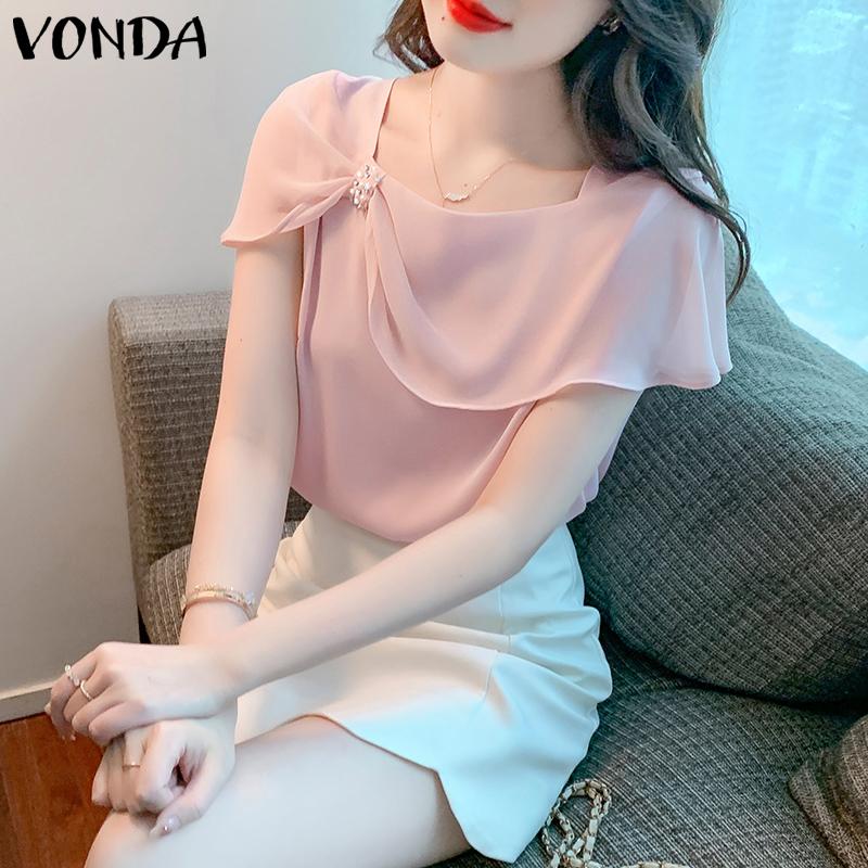 

VONDA Летняя женская блузка с квадратным вырезом и короткими рукавами