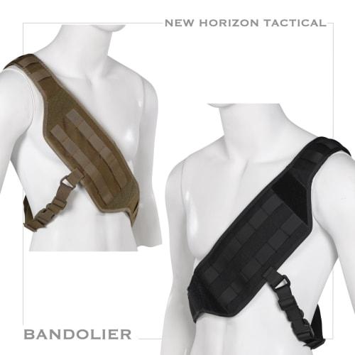 NEW HORIZON BANDOLIER Lightweight Molle Platform CORDURA Bandolier Lightweight Molle Platform for Airsoft, Cordura Nylon (BLACK)