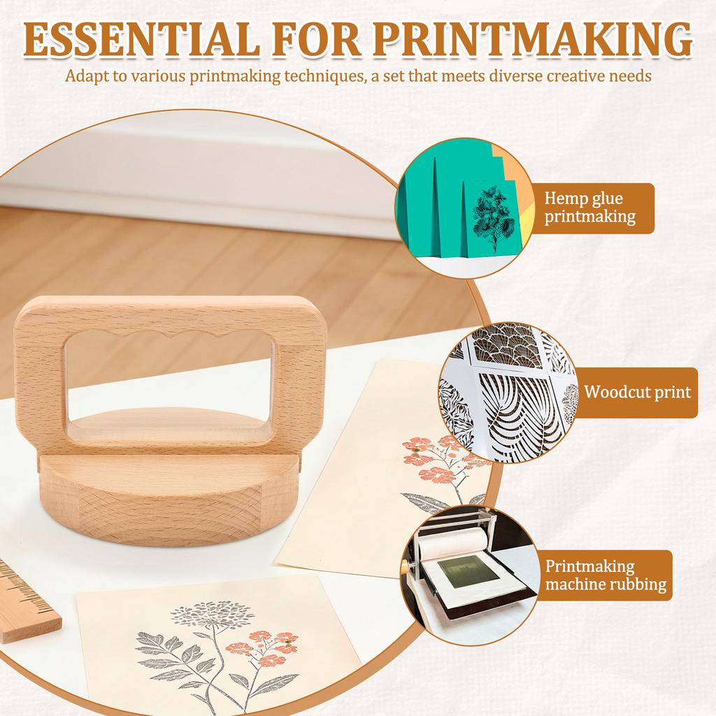 Wood Block Printing Baren for Printmaking with Comfortable Ergonomic Handle Linocut Block Printing Baren Printmaking Tool