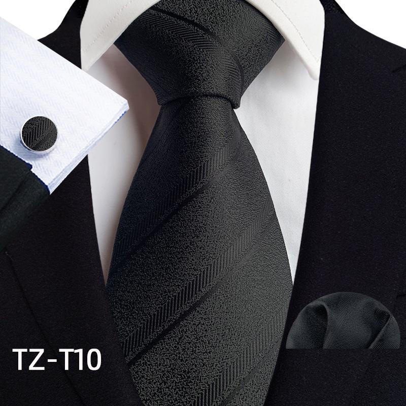 2025 Men's Retro Stripe Solid Tie, Pocket Square & Cufflinks Set