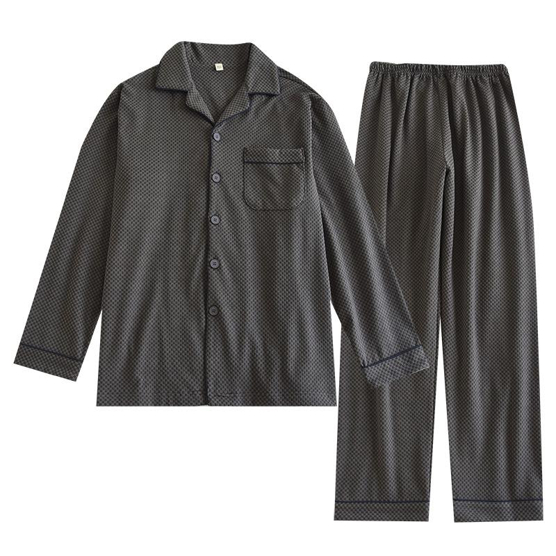 Men's Pajama Set Fall Winter Thick Warm Long Sleeve Tops Pants Pajama Sets Soft Plaid 2 Piece Button Down Lounge Set for Men Lapel Comfort Sleepwear