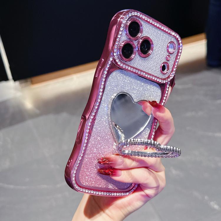 Star‑Diamond Electroplated Glitter TPU Phone Case Rhinestone‑Decorated Mirror‑Kickstand Anti‑Drop Protective Shell For iPhone