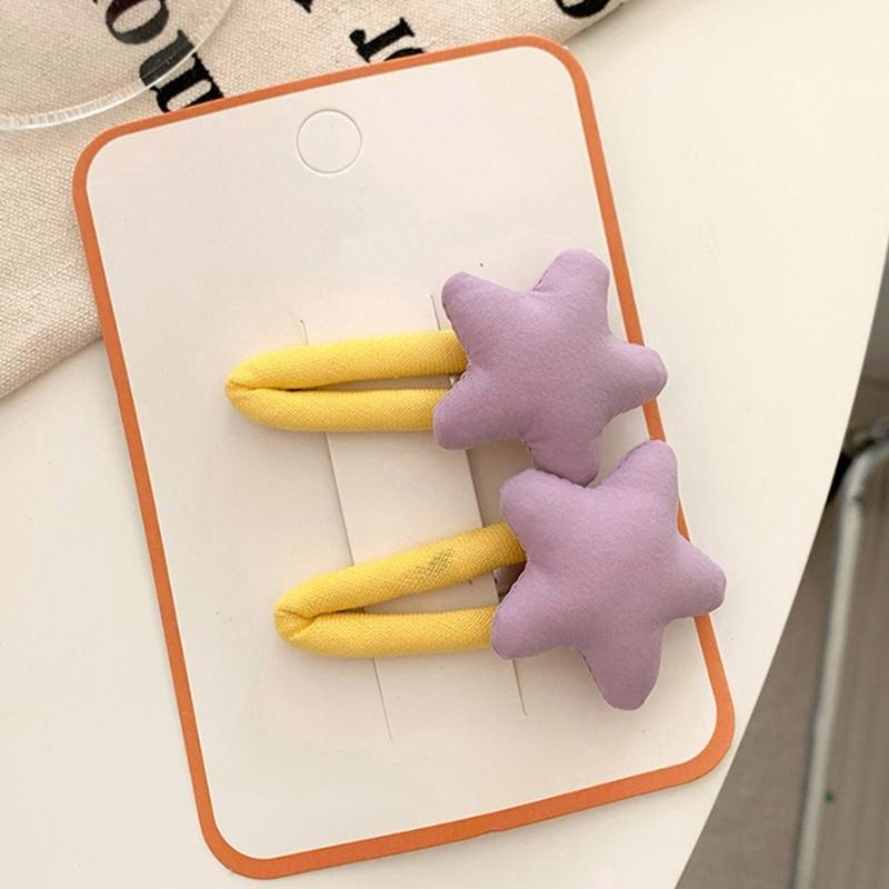 Star Snap Hair Clip Y2K Non-slip Colorful Hair Barrettes Metal Sponge Star Shaped Hairpins Cute Hair Clip for Teen