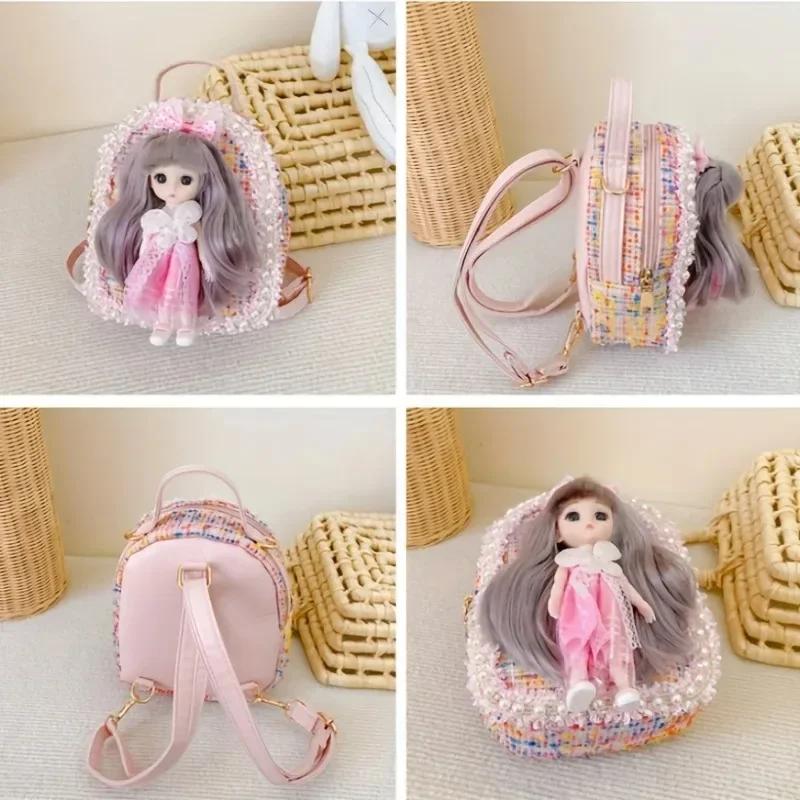 Girls Backpacks Cute Princess Backpack with Doll Crossbody Bag for Kids Toddler Preschool Bookbags Elementary School Bags