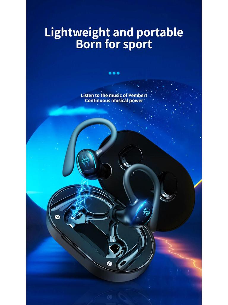 Noise-Cancelling Ear-Hook Bluetooth Gaming Headphones with Long Battery Life and High Sound Quality