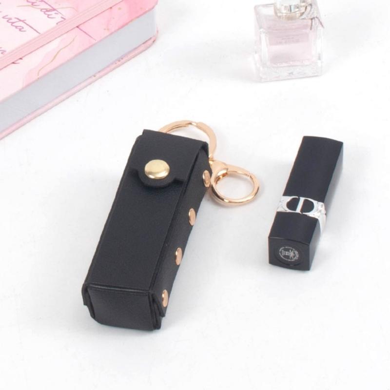Portable Lipsticks Holder Keychain with Wild Leopard Pattern for Convenient Carry Multifunctional Accessory