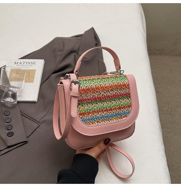 Summer popular woven bag women's 2025 new fashion versatile portable bucket bag casual foreign style commuter messenger bag