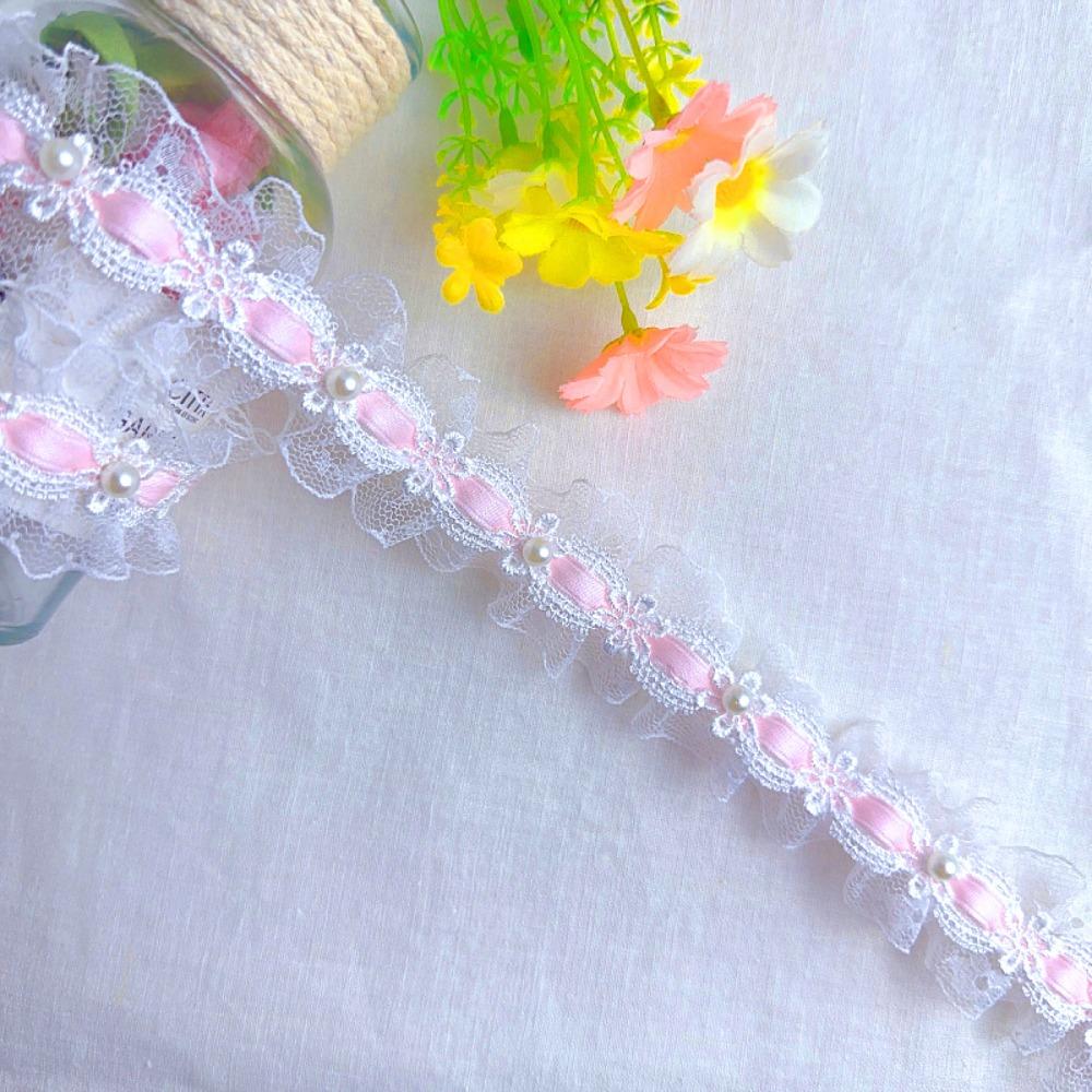 Delicate Polyester Fabric Trim Lace Bead Embroidery Flower Embroidery Lace Lolita Style Decorative Strap Home