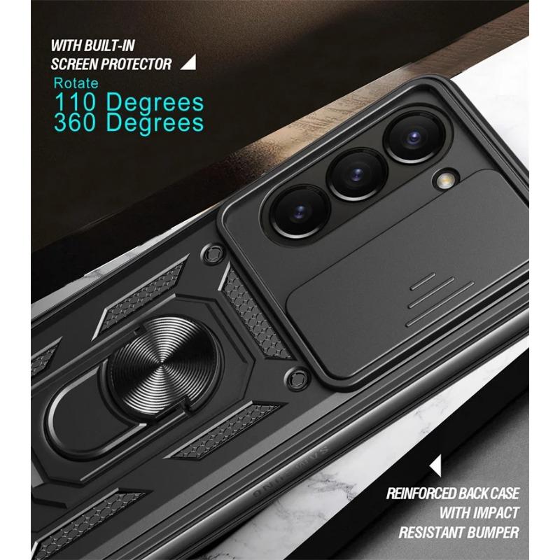 Armor Shockproof Case for Samsung Galaxy Z Fold 6 5 4 3 5G Cover with Ring Magnetic Holder Metal Stand Foldbale