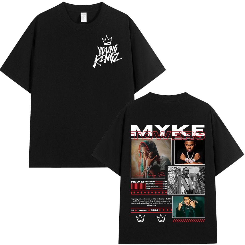 Rapper Myke Towers Graphic T-shirts Men Women Clothing Fashion Hip Hop Oversized T Shirt Unisex Cotton Short Sleeve T-shirt Tops