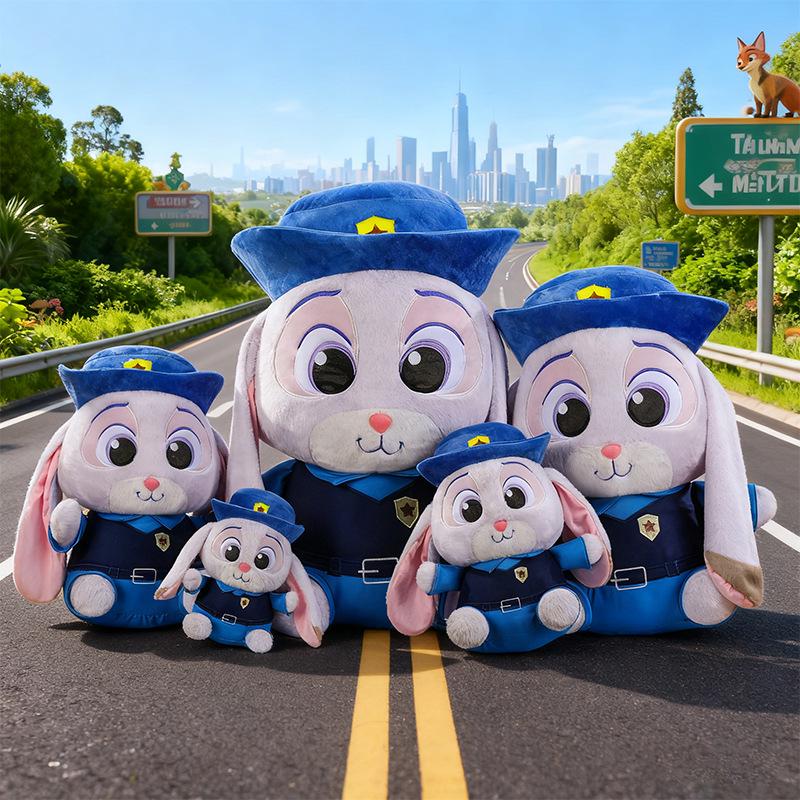Zootopia Judy and Nick Plush Toy Set - Chubby Fox and Leopard Police Officer Dolls