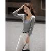 Women's Slim Fit Faux Two-Piece Wool Blend Colorblock Knit Top
