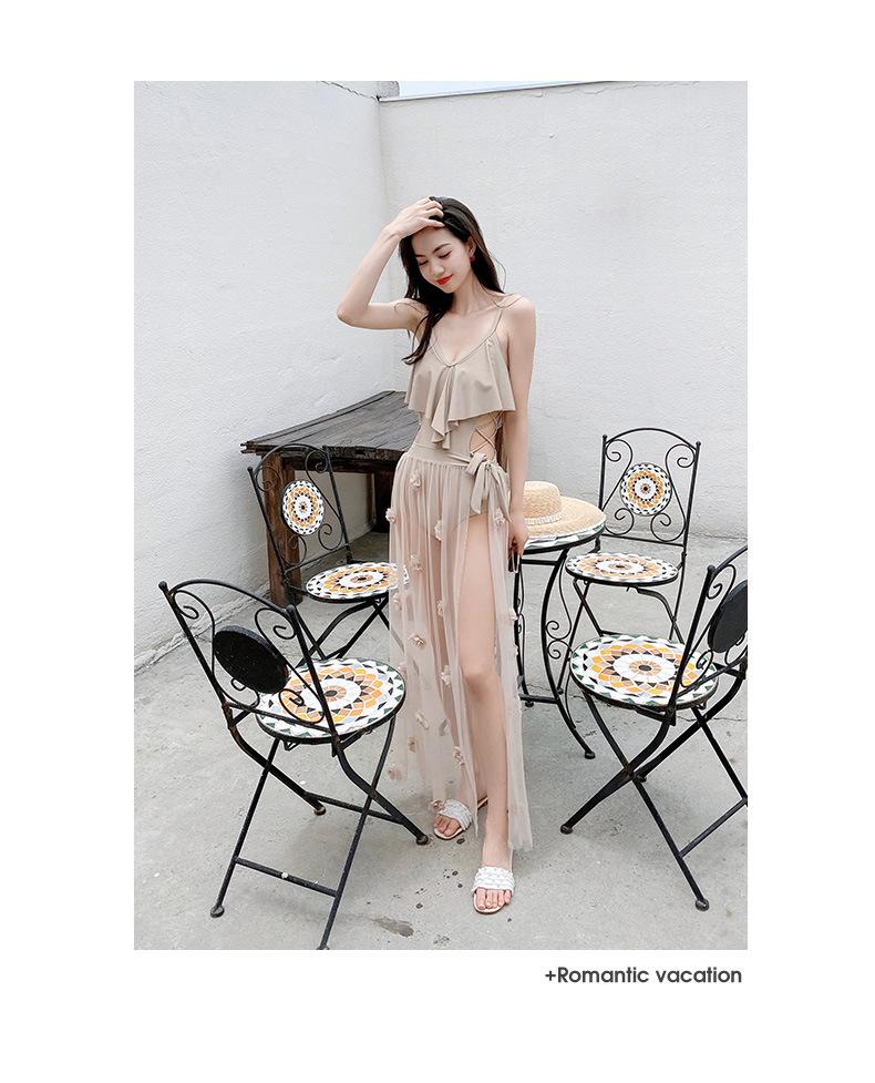 2025 Korean Style Women's One-Piece Swimsuit - Slimming, Conservative, Belly-Concealing, Small Chest Support, Sexy Solid Color Design