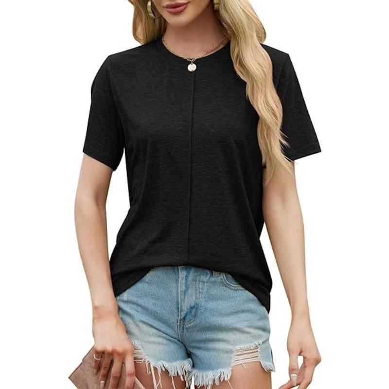 YYFS Dámská móda Ležérní Léto Jaro Jednobarevné halenky a košile s krátkým rukávem a výstřihem do O