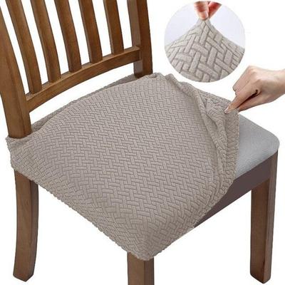 New Design Jacquard Chair Seat Covers Removable Washable Anti-Dust Stretch Spandex Dining Room Upholstered Chair Seat Slipcovers