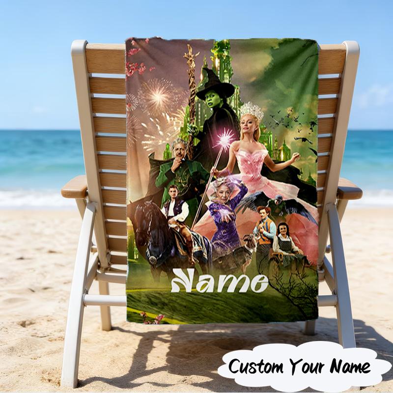 1PC Custom Name Beach Towel Magic Friendship witch Beach Towel, Suitable for Camping, Travel, Beach Accessories, Super Absorbent, Family Gift