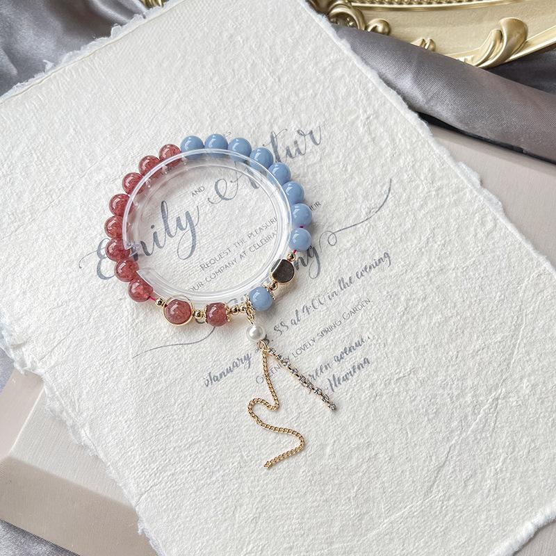 

Natural Strawberry Crystal Bracelet Women s Fashion Bracelet Blue Angel Crystal Bracelet Jewelry Gifts to Girlfriend