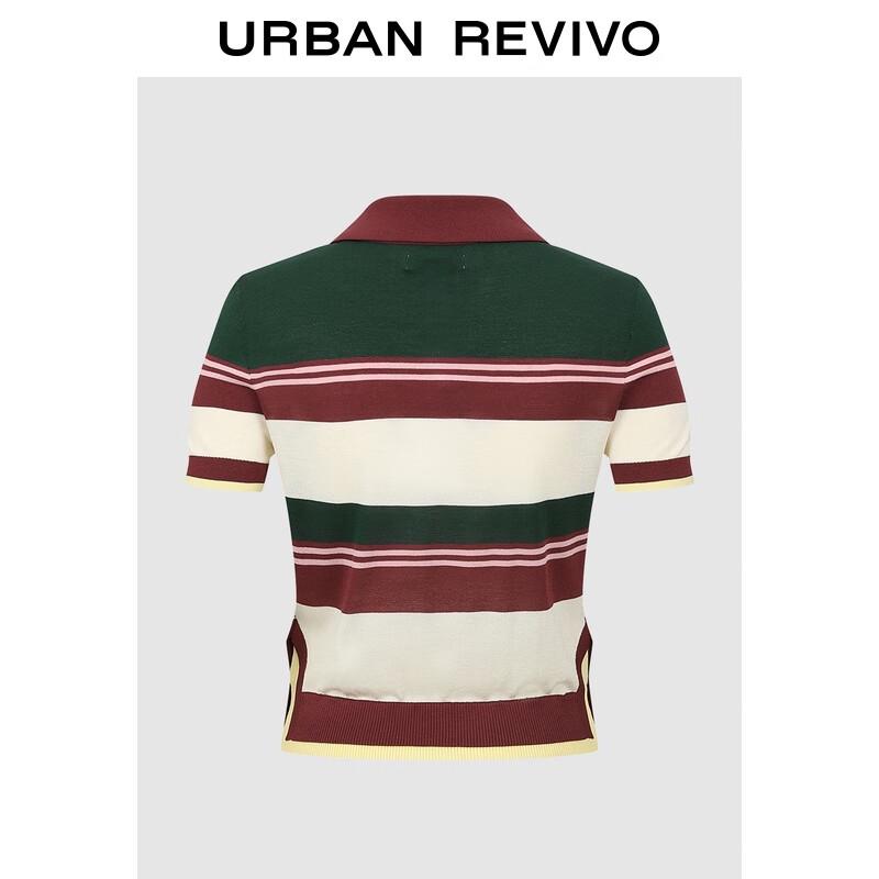 UR Women's Apple Stripe Short-Sleeve Knit Polo Top
