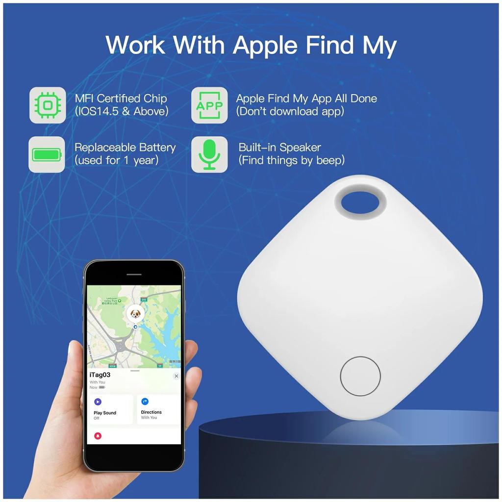 Smart Bluetooth GPS Tracker Work for Apple Find My APP ITag Anti Lost Reminder Device MFI Rated Locator Key Finder