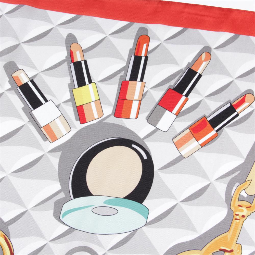 Silk Scarf Women Cosmetics Print Square Scarves Head Echarpes Silk Foulards Femme Wraps Beach Shawls Bandana Lady Hijabs 90CM