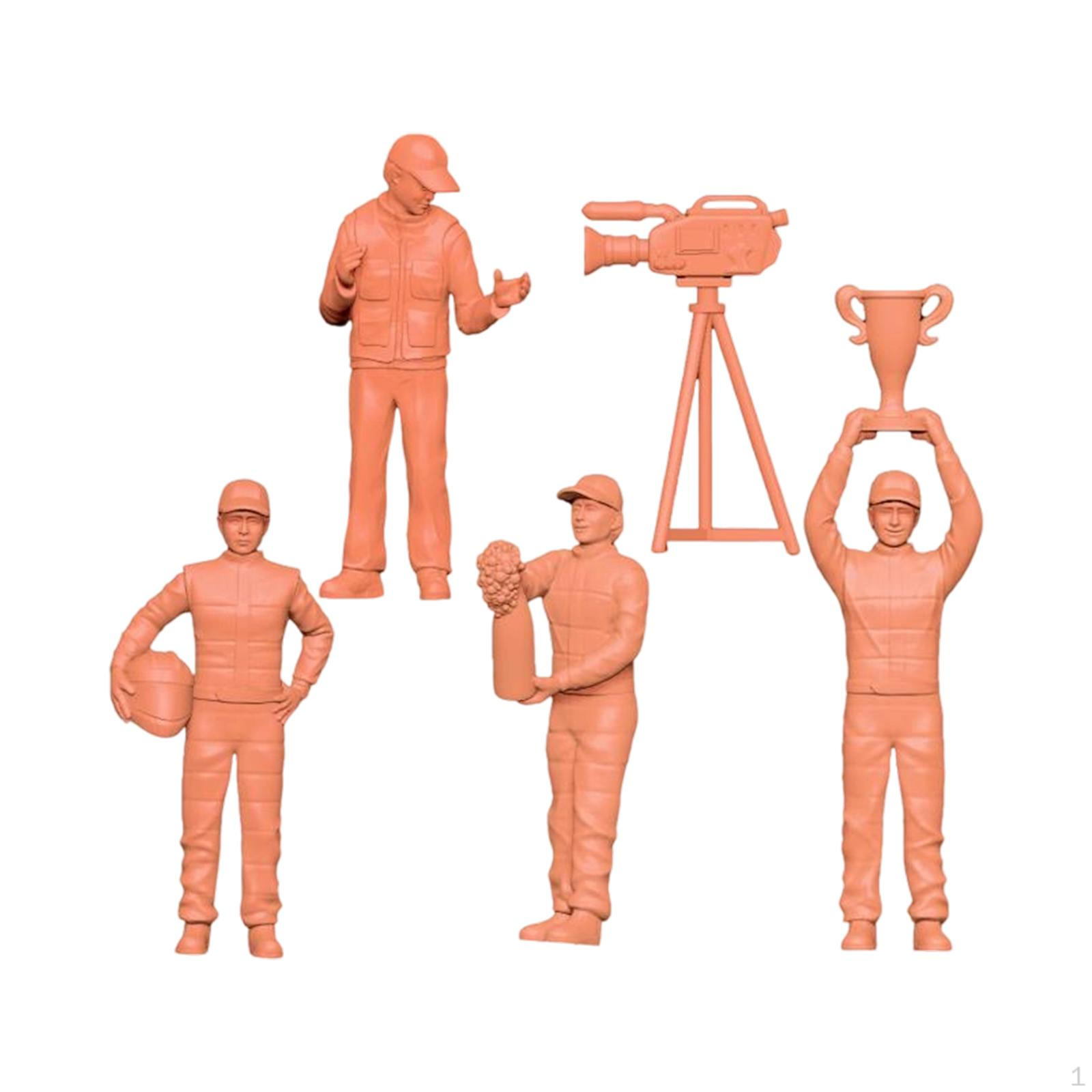 

5 Pieces Scale Race Driver Models Scene Diorama Accessories Collection Gift Camera Model Props 2 cm