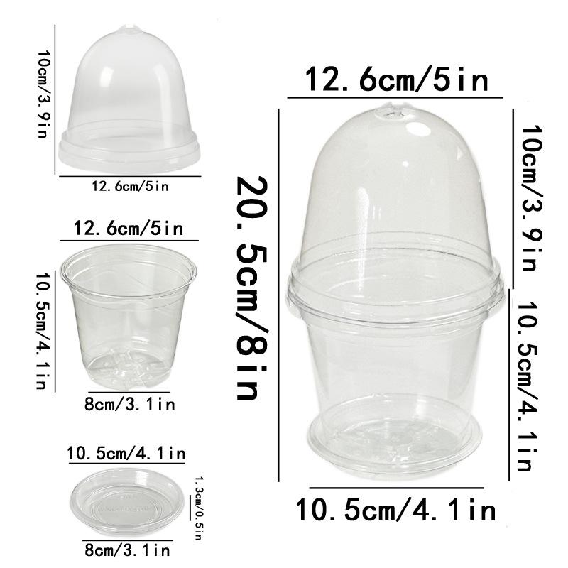 Vasi per Piantine da 5 Pollici con Coperchio Trasparente a Cupola e Vassoio di Drenaggio Set per la Germinazione dei Semi e la Propagazione delle Piante Forniture da Giardinaggio