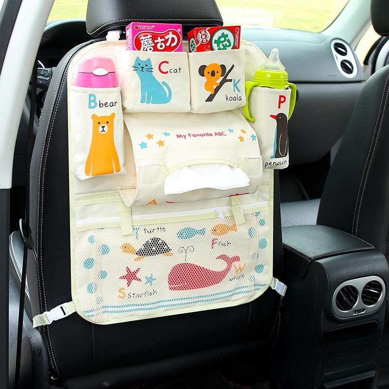 Animation Backseat Car Organizer Mats Back Seat Organizers Storage Bag Tissue Holder For Kids Car Seat Travel Road Trip Essentials