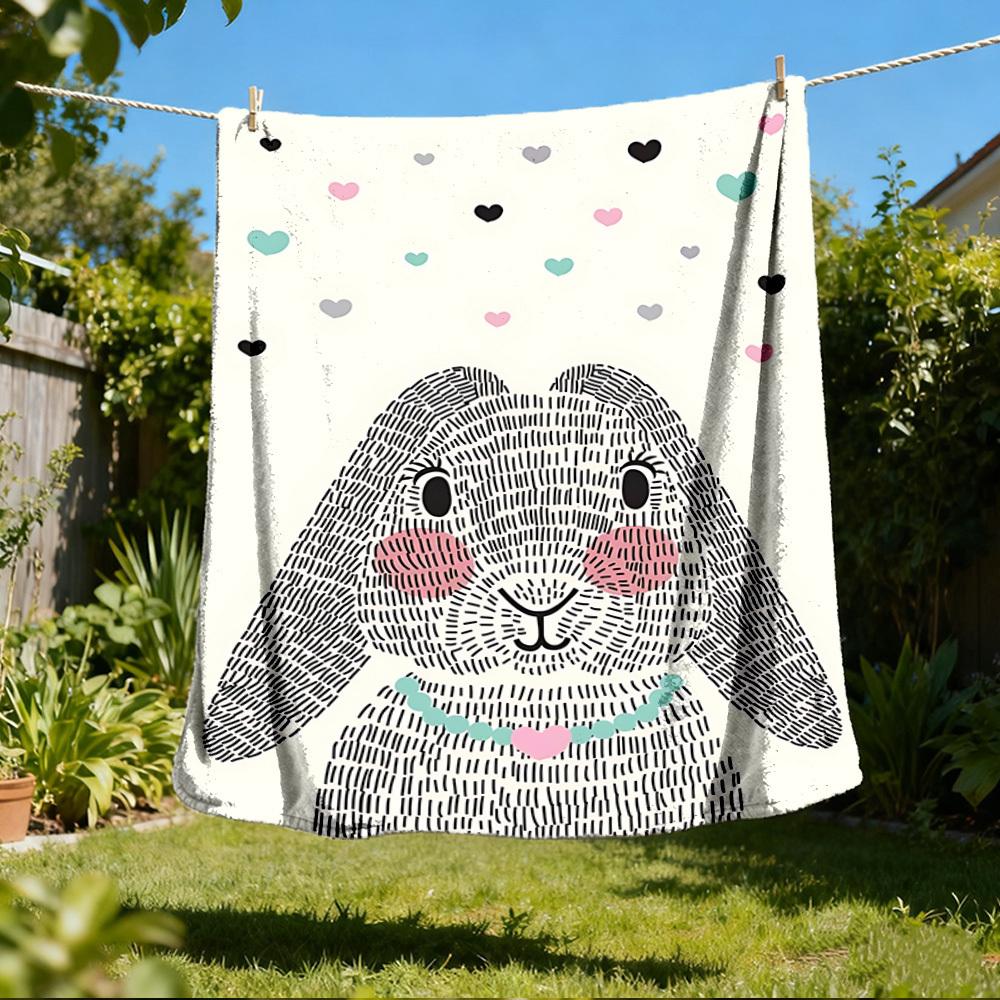 

1pc Rabbit HeartsOutdoor Blanket, Soft And Comfortable Blanket, Casual Warm Outdoor Blanket, Good Birthday Gift yy260328058 75x90cm