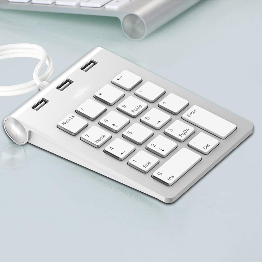 USB & Type C Wired Mini Numeric Keypad with 3 USB2.0 Port Hub 18 Keys Digital Keyboard Numpad for Laptop Computer Desk PC